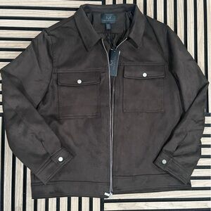 Magaschoni faux leather Jacket Size L black brownish style